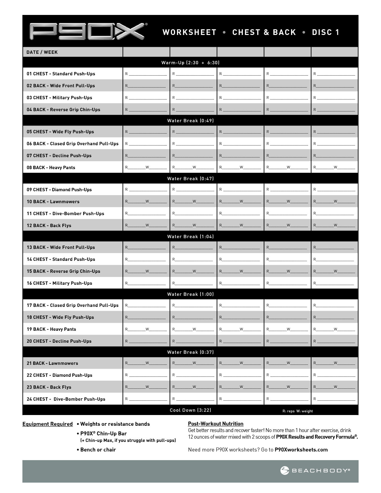 P90x workout schedule pdf
